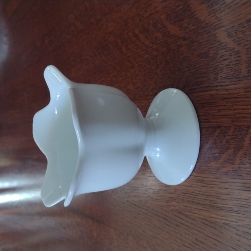 Lotus Flower Footed Egg Dish White Porcelain Tea Light Votive Holder (b620)